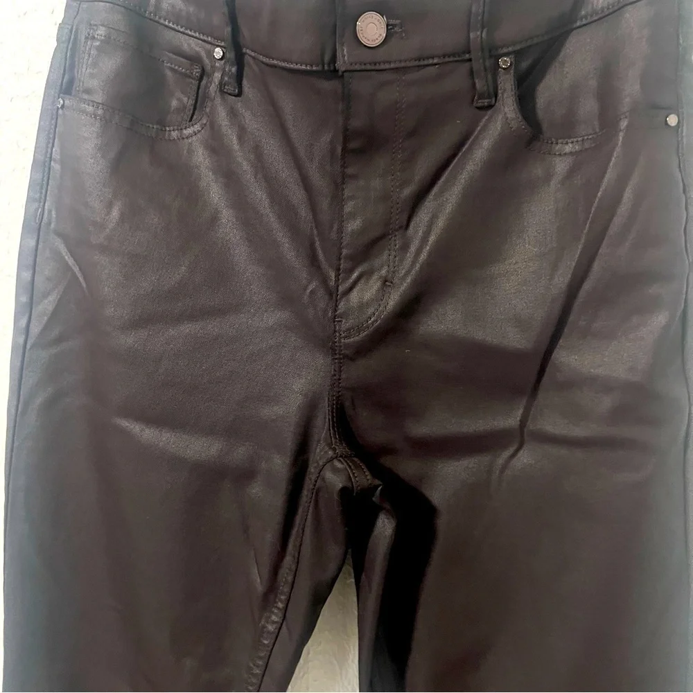White House Black Market The Skinny High-Rise Coated Skinny Jean Sz 8 Chocolate